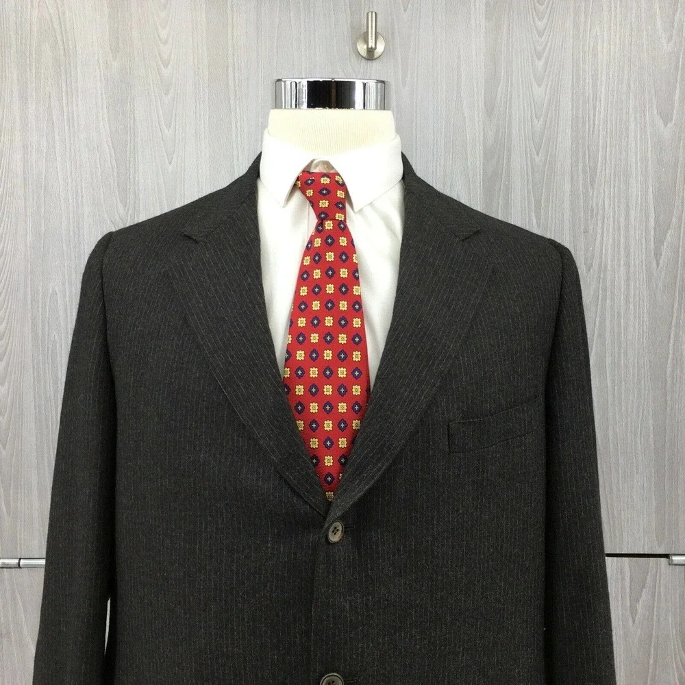 Vtg H FREEMAN & SON Men's Gray Striped Blazer Sport Coat Suit Sz 44L